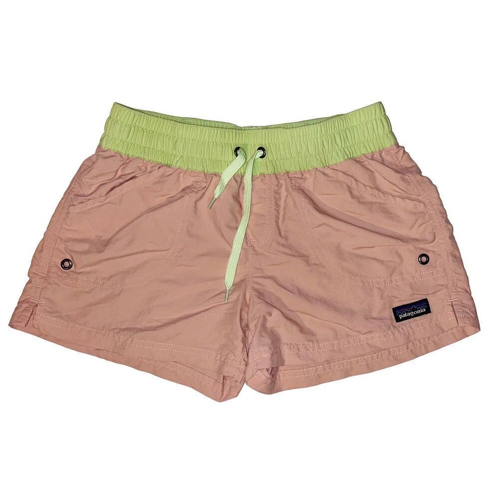 Patagonia Costa Rica Baggies Shorts Girls Large Nylon Elastic Waist Pink